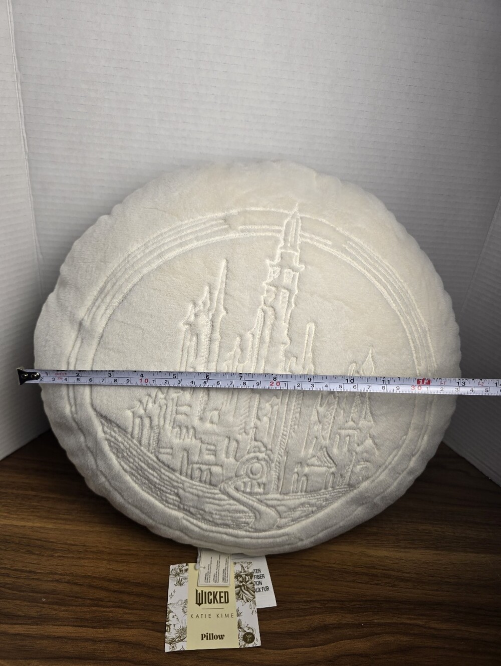 Wicked For Good Katie Kime Round Pillow Embroidered Glinda Castle in Ivory - Picture 7 of 8